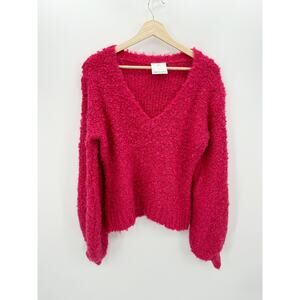 C/MEO Collective Women Barbie Pink Coco Knit Sweater Balloon Sleeve Wool Blend M
